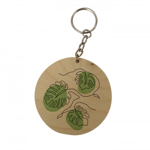 Wooden key ring with chain