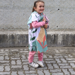 Poncho with Towel Fabric for Children, imp quadrichrome
