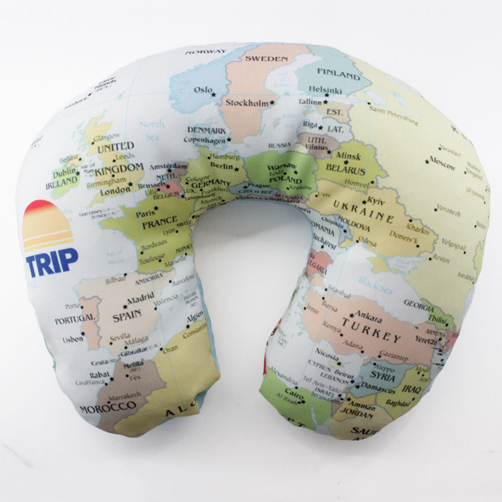 RPET Polyester fabric travel pillow with filling flakes