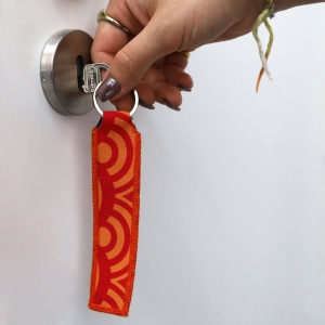 RPET Polyester Ribbon Keychain with Four-color Printing