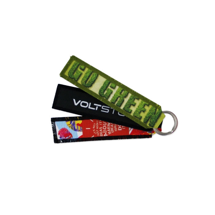 RPET Polyester Ribbon Keychain with Four-color Printing