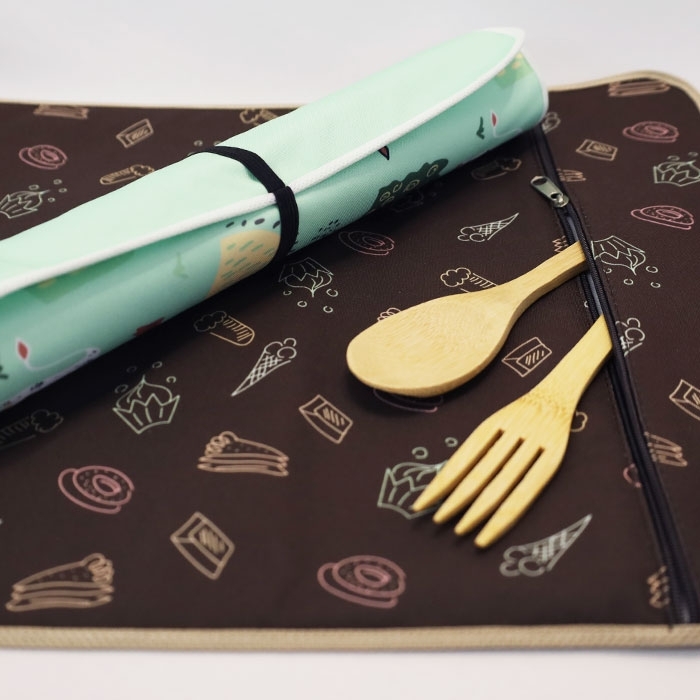 Table Base with Cutlery Bag in RPET Polyester with Four-colo